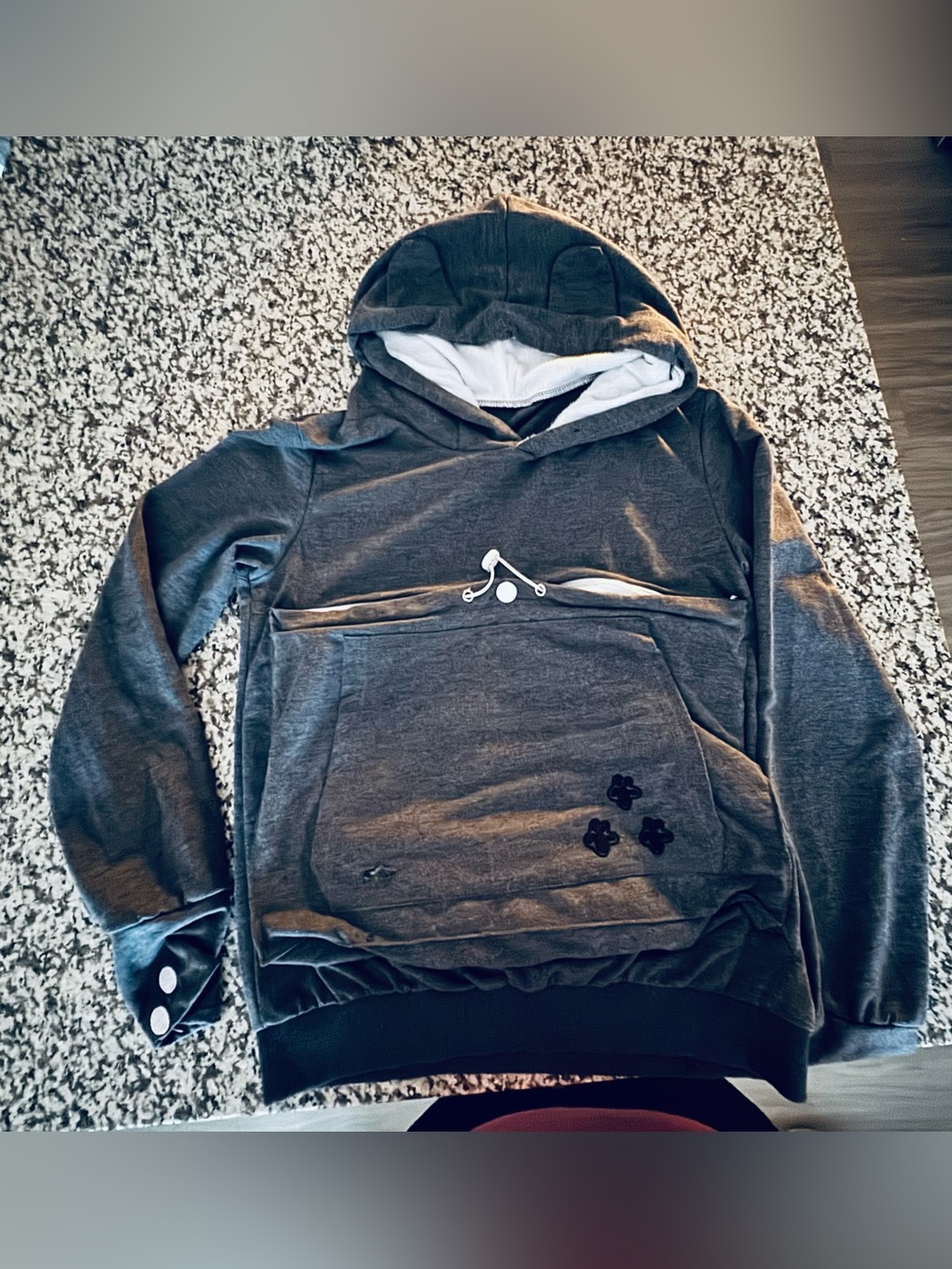 Gray Doggie Carrier Hooded Pullover Sweatshirt Too put your Dog In